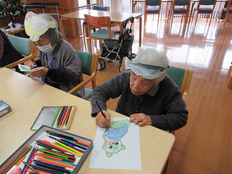 レクお面づくり1 - ケアハウス福山